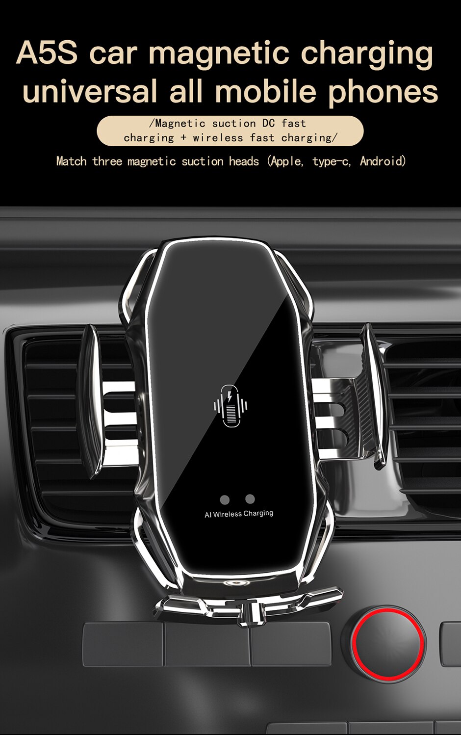TEQ Wireless  auto sensor 15W Charger Car holder windshield+ Dash+Air vent 3in 1 TEQ Wireless  auto sensor 15W Charger Car holder windshield+ Dash+Air vent 3in 1